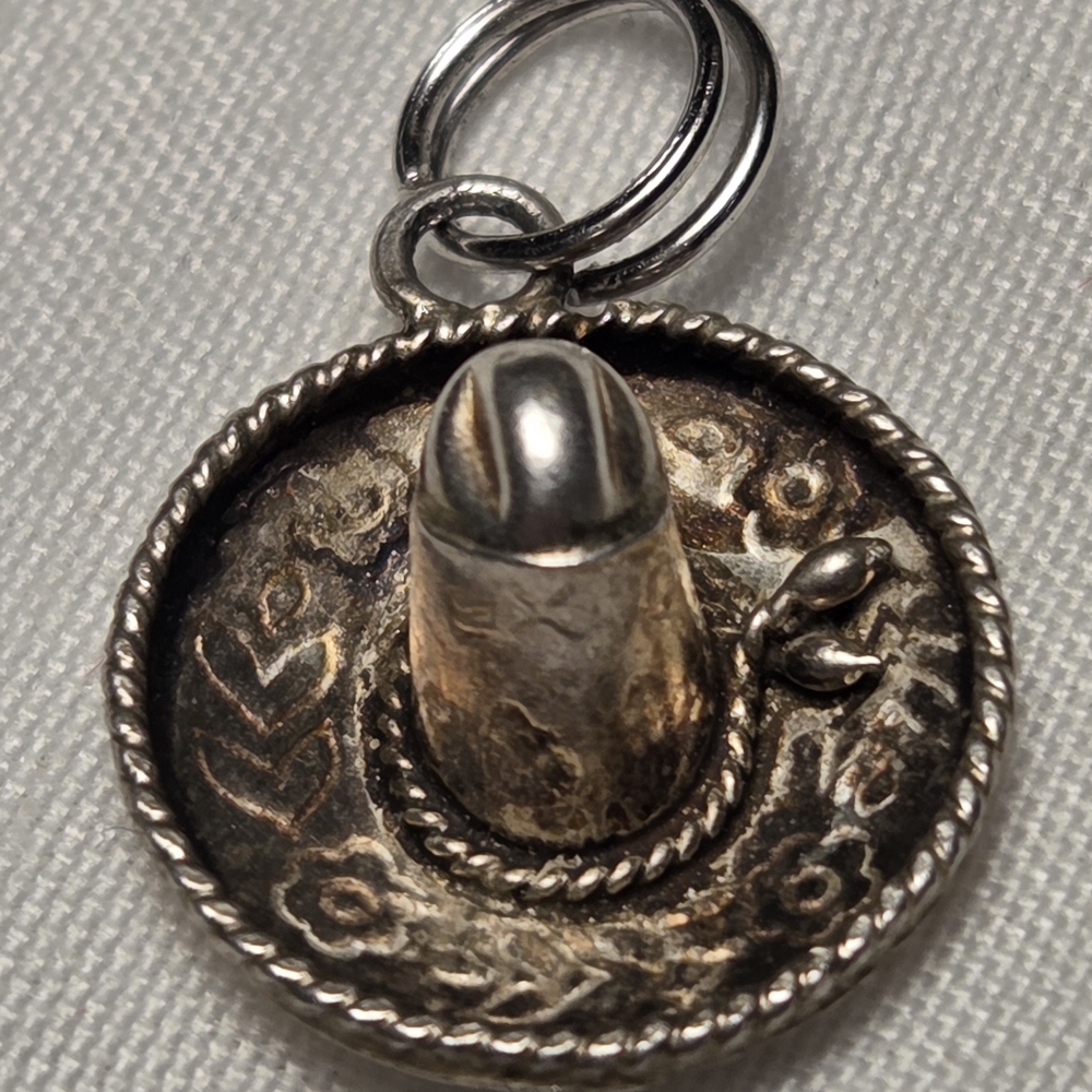 Vintage Mexican Sombrero Charm Sterling Silver 925